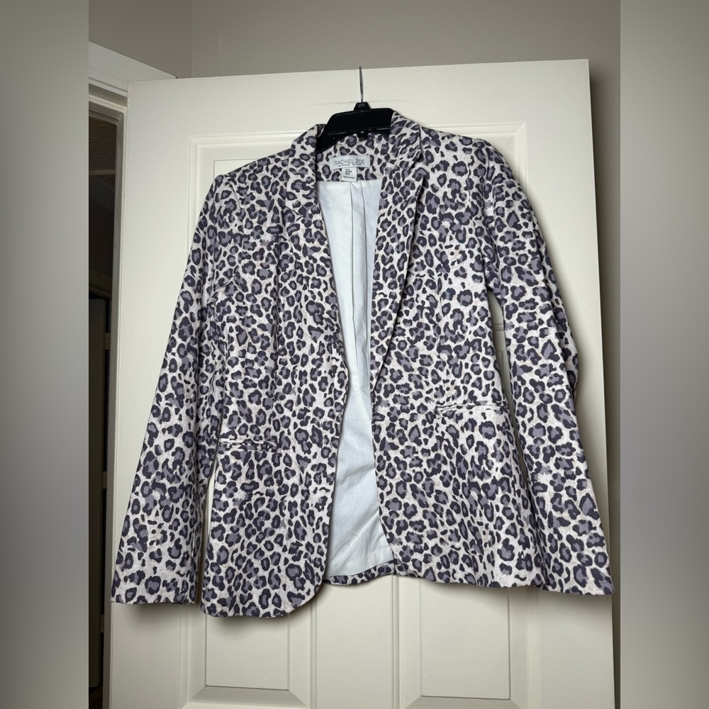 Rachel Zoe Leopard Print Blazer - Black and White - Picture 4 of 12